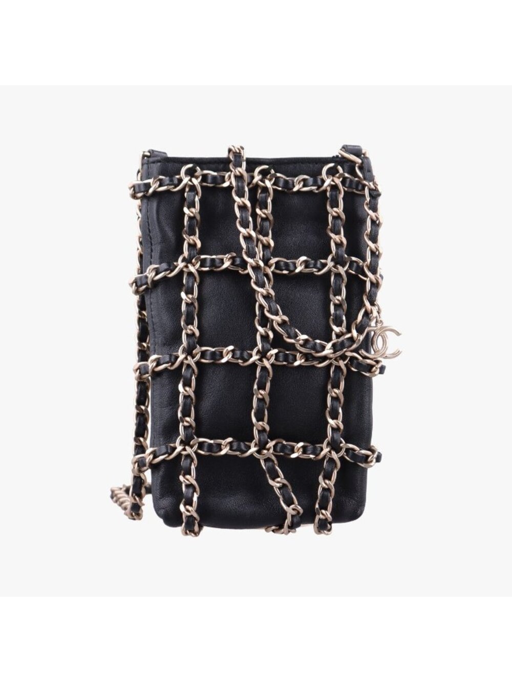 Chanel Tech Me Out Phone Case Black Lambskin Messenger Bag